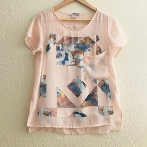 Blush Pink Geometric Blouse